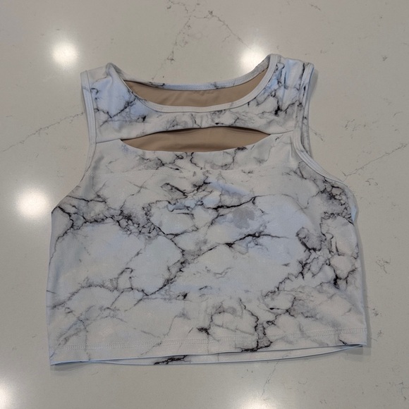 Buffbunny Collection Tops - BuffBunny White Marble Crop Top